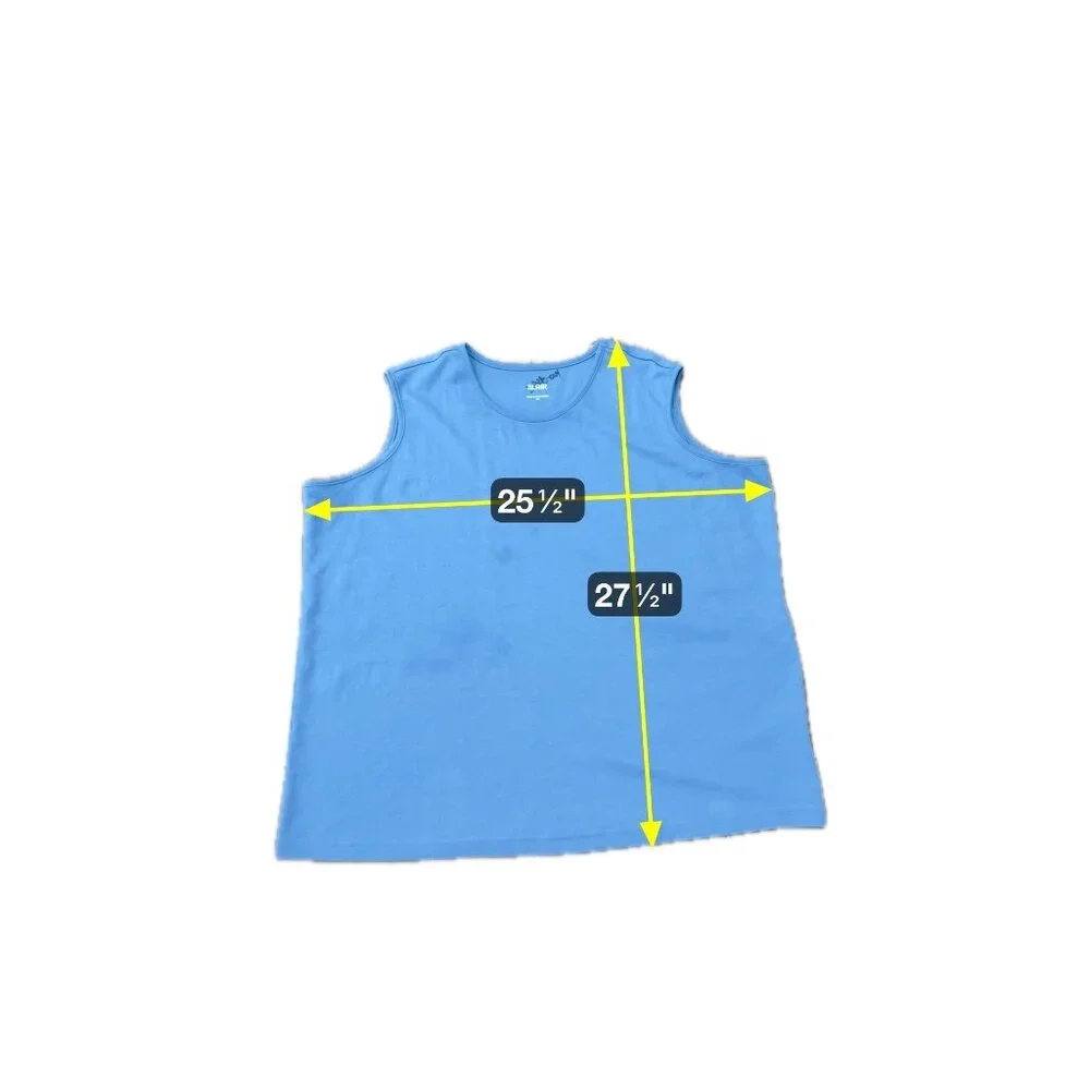 Blair Sleeveless Tank Top Blue Plus Sz 3XL Crewneck Cotton Blend Essentials - Picture 7 of 10